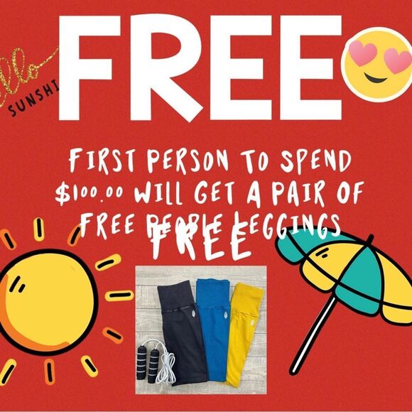 FREE—FREE PEOPLE LEGGINGS HAPPY DAY TO ALL ❤️💗❤️ - Picture 2 of 3